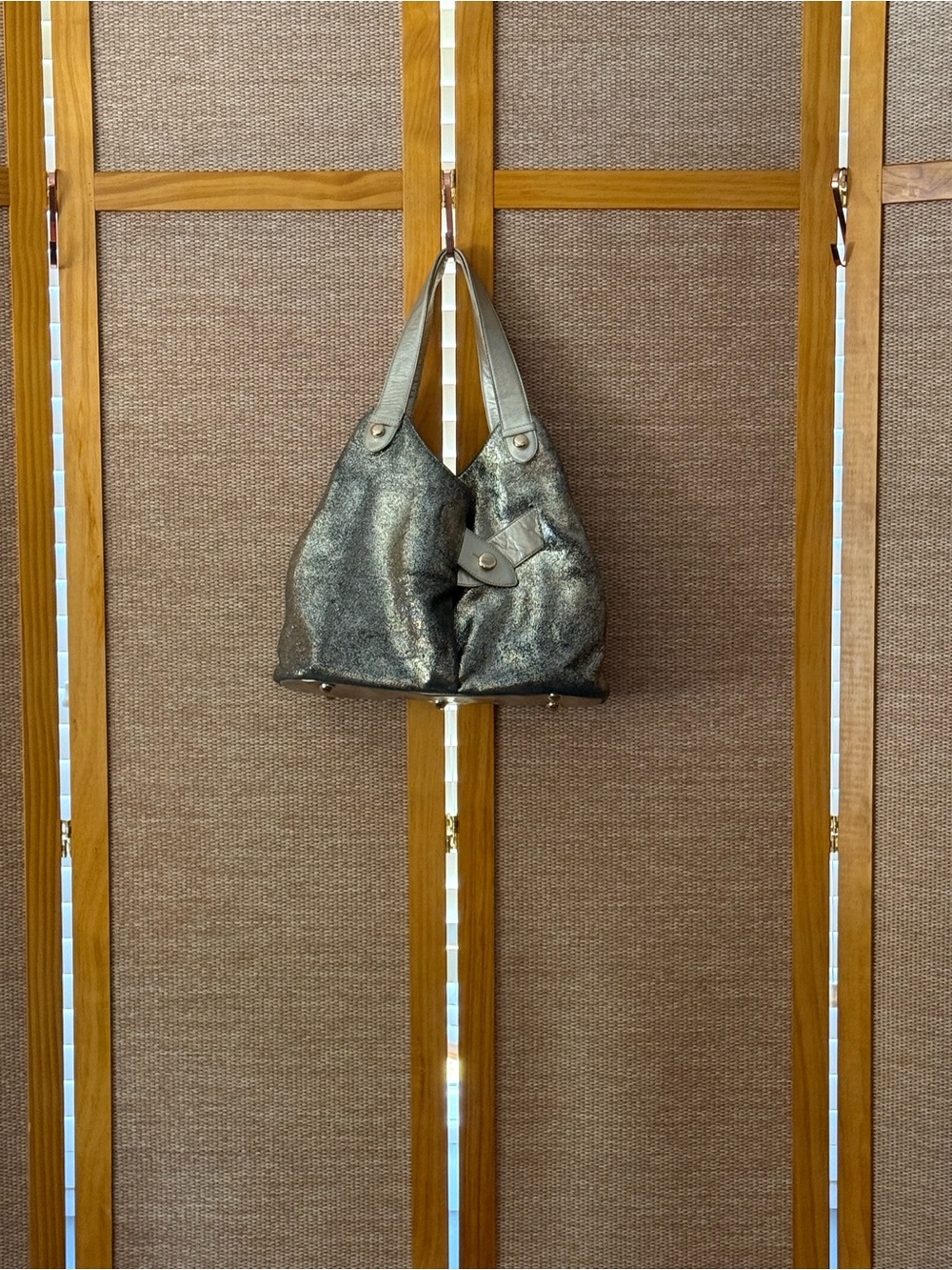 DVF Metallic Shimmer Hobo Tote - Gold